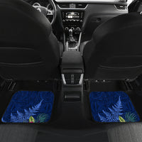 New Zealand Tuatara Car Mats Silver Fern Hibiscus and Tribal Maori Pattern Blue Color LT03 Set 2pcs - Back Blue - Polynesian Pride