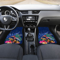 New Zealand Tuatara Christmas Car Mats Silver Fern and Xmas Pohutukawa Tree Blue Color