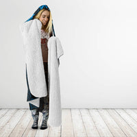 New Zealand Tuatara Tribal Tattoo Hooded Blanket Silver Fern and Maori Pattern Blue Color LT03 - Polynesian Pride