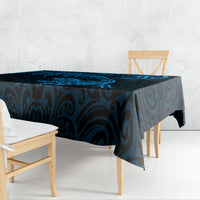 New Zealand Tuatara Tribal Tattoo Tablecloth Silver Fern and Maori Pattern Blue Color LT03 - Polynesian Pride