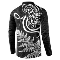 New Zealand Octopus Tattoo and Fern Button Sweatshirt Maori Pattern LT03 - Polynesian Pride