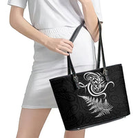 New Zealand Octopus Tattoo and Fern Leather Tote Bag Maori Pattern LT03 - Polynesian Pride