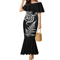New Zealand Octopus Tattoo and Fern Mermaid Dress Maori Pattern LT03 Women Black - Polynesian Pride
