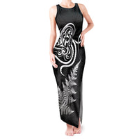 New Zealand Octopus Tattoo and Fern Tank Maxi Dress Maori Pattern LT03 Women Black - Polynesian Pride