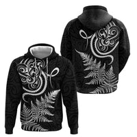 New Zealand Octopus Tattoo and Fern Zip Hoodie Maori Pattern LT03 - Polynesian Pride