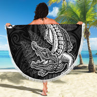 New Zealand Crocodile Tattoo and Fern Beach Blanket Maori Pattern LT03 - Polynesian Pride