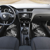 New Zealand Crocodile Tattoo and Fern Car Mats Maori Pattern LT03 Set 2pcs - Front Black - Polynesian Pride