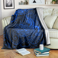 New Zealand Crocodile Tattoo and Fern Blanket Maori Pattern Blue Color LT03 Blue - Polynesian Pride