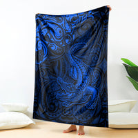 New Zealand Crocodile Tattoo and Fern Blanket Maori Pattern Blue Color LT03 - Polynesian Pride