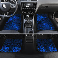 New Zealand Crocodile Tattoo and Fern Car Mats Maori Pattern Blue Color LT03 Set 4pcs Blue - Polynesian Pride