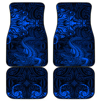 New Zealand Crocodile Tattoo and Fern Car Mats Maori Pattern Blue Color LT03 - Polynesian Pride