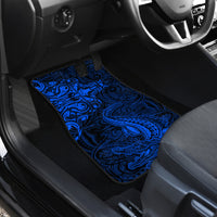 New Zealand Crocodile Tattoo and Fern Car Mats Maori Pattern Blue Color LT03 - Polynesian Pride