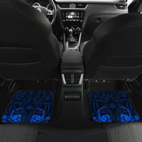 New Zealand Crocodile Tattoo and Fern Car Mats Maori Pattern Blue Color LT03 Set 2pcs - Back Blue - Polynesian Pride