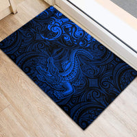 New Zealand Crocodile Tattoo and Fern Rubber Doormat Maori Pattern Blue Color LT03 - Polynesian Pride