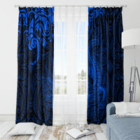 New Zealand Crocodile Tattoo and Fern Window Curtain Maori Pattern Blue Color LT03 - Polynesian Pride