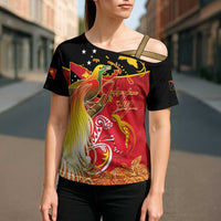 Papua New Guinea Independence Day Cross Shoulder Shirt Happy Anniversary 50th Bird-of-paradise Melanesian Tattoos - Polynesian Pride
