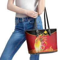 Papua New Guinea Independence Day Leather Tote Bag Happy Anniversary 50th Bird-of-paradise Melanesian Tattoos - Polynesian Pride