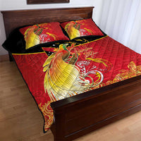 Papua New Guinea Independence Day Quilt Bed Set Happy Anniversary 50th Bird-of-paradise Melanesian Tattoos - Polynesian Pride