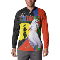New Caledonia Button Sweatshirt Kagu Bird and The Seal with Melanesian Culture - Polynesian Pride