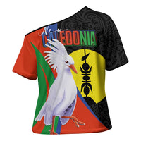 New Caledonia Cross Shoulder Shirt Kagu Bird and The Seal with Melanesian Culture - Polynesian Pride