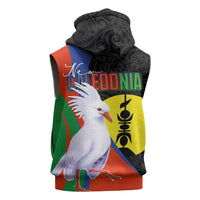 New Caledonia Sleeveless Zip Hoodie Kagu Bird and The Seal with Melanesian Culture - Polynesian Pride