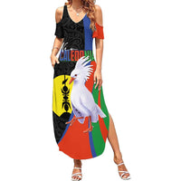 New Caledonia Summer Maxi Dress Kagu Bird and The Seal with Melanesian Culture - Polynesian Pride