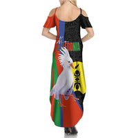 New Caledonia Summer Maxi Dress Kagu Bird and The Seal with Melanesian Culture - Polynesian Pride