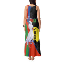 New Caledonia Tank Maxi Dress Kagu Bird and The Seal with Melanesian Culture - Polynesian Pride