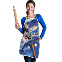 Marshall Islands Manit Day Apron Grunge National Flag with Whales and Tribal Tattoos - Polynesian Pride