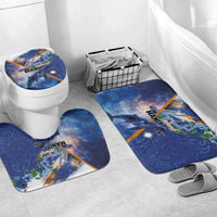 Marshall Islands Manit Day Bathroom Set Grunge National Flag with Whales and Tribal Tattoos - Polynesian Pride