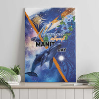 Marshall Islands Manit Day Canvas Wall Art Grunge National Flag with Whales and Tribal Tattoos - Polynesian Pride