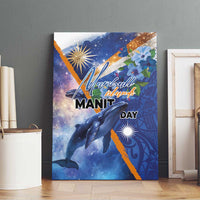 Marshall Islands Manit Day Canvas Wall Art Grunge National Flag with Whales and Tribal Tattoos - Polynesian Pride