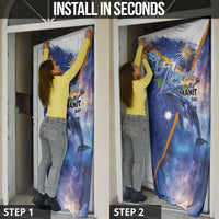 Marshall Islands Manit Day Door Cover Grunge National Flag with Whales and Tribal Tattoos - Polynesian Pride