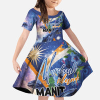 Marshall Islands Manit Day Family Matching Mermaid Dress and Hawaiian Shirt Grunge National Flag with Whales and Tribal Tattoos - Polynesian Pride