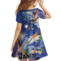 Marshall Islands Manit Day Family Matching Off Shoulder Short Dress and Hawaiian Shirt Grunge National Flag with Whales and Tribal Tattoos - Polynesian Pride
