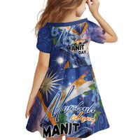 Marshall Islands Manit Day Family Matching Summer Maxi Dress and Hawaiian Shirt Grunge National Flag with Whales and Tribal Tattoos - Polynesian Pride