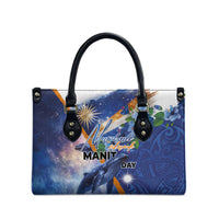 Marshall Islands Manit Day Leather Bag Grunge National Flag with Whales and Tribal Tattoos LT03 - Polynesian Pride