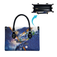 Marshall Islands Manit Day Leather Bag Grunge National Flag with Whales and Tribal Tattoos LT03 - Polynesian Pride