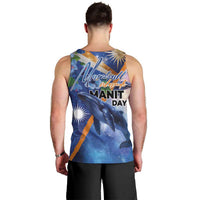 Marshall Islands Manit Day Men Tank Top Grunge National Flag with Whales and Tribal Tattoos - Polynesian Pride