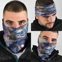 Marshall Islands Manit Day Neck Gaiter Grunge National Flag with Whales and Tribal Tattoos - Polynesian Pride