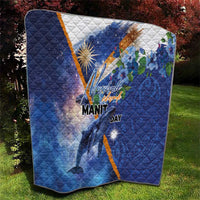 Marshall Islands Manit Day Quilt Grunge National Flag with Whales and Tribal Tattoos - Polynesian Pride