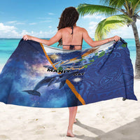 Marshall Islands Manit Day Sarong Grunge National Flag with Whales and Tribal Tattoos - Polynesian Pride