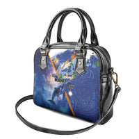 Marshall Islands Manit Day Shoulder Handbag Grunge National Flag with Whales and Tribal Tattoos - Polynesian Pride