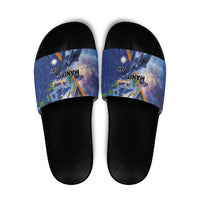 Marshall Islands Manit Day Slide Sandals Grunge National Flag with Whales and Tribal Tattoos LT03 Blue - Polynesian Pride
