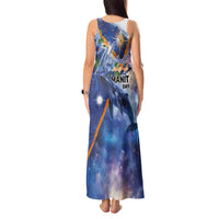 Marshall Islands Manit Day Tank Maxi Dress Grunge National Flag with Whales and Tribal Tattoos - Polynesian Pride