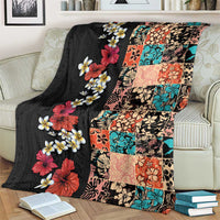 Hawaiian Hibiscus and Tropical Leaves Blanket Patchwork Grunge Abstract Vintage Style LT03 - Polynesian Pride
