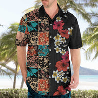 Hawaiian Hibiscus and Tropical Leaves Hawaiian Shirt Patchwork Grunge Abstract Vintage Style LT03 - Polynesian Pride