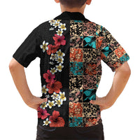 Hawaiian Hibiscus and Tropical Leaves Hawaiian Shirt Patchwork Grunge Abstract Vintage Style LT03 - Polynesian Pride