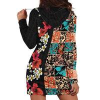 Hawaiian Hibiscus and Tropical Leaves Hoodie Dress Patchwork Grunge Abstract Vintage Style LT03 - Polynesian Pride