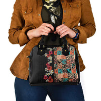 Hawaiian Hibiscus and Tropical Leaves Shoulder Handbag Patchwork Grunge Abstract Vintage Style LT03 - Polynesian Pride